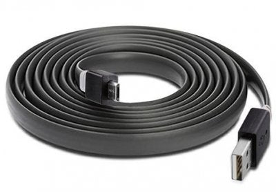 Micro USB Laddkabel 1 Meter - Flat Svart