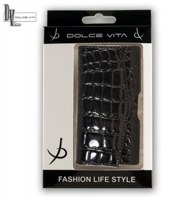 Mobilväska Dolce Vita Croc Medium Black