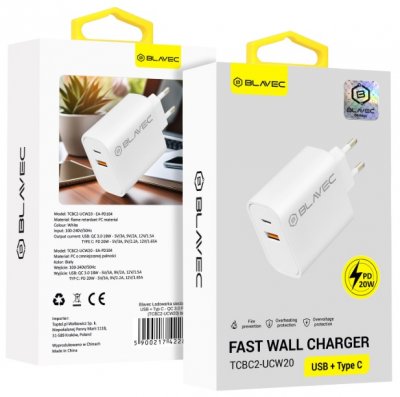 BLAVEC USB + USB-C Laddare PD 20W - Vit