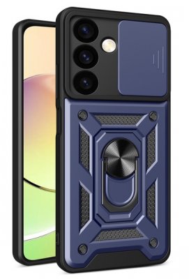 Samsung Galaxy S24 Skal - Mörkblå Med Linsskydd samt ställfunktion