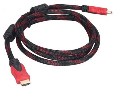HDMI Kabel 1,5 Meter High-Speed - Nylon Svart/Röd