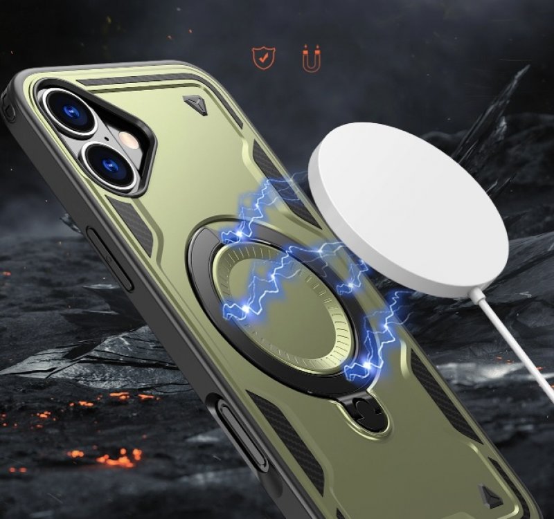 Hybrid Skal med MagSafe iPhone 16 - Camo Green