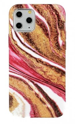 iPhone 12 / iPhone 12 Pro skal Marmor Guld/Röd