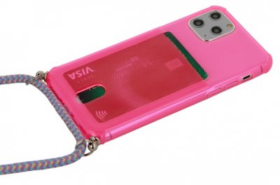 iPhone 12 Mini Skal Rosa med Kortfack samt snöre