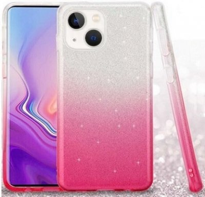 iPhone 15 PLUS Skal Glitter Rosa/Silver