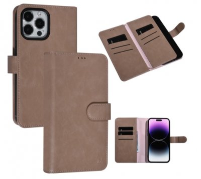 UNIQ Fodral iPhone 14 Pro Max Multi Wallet 9 Kortfack Rosa Beige