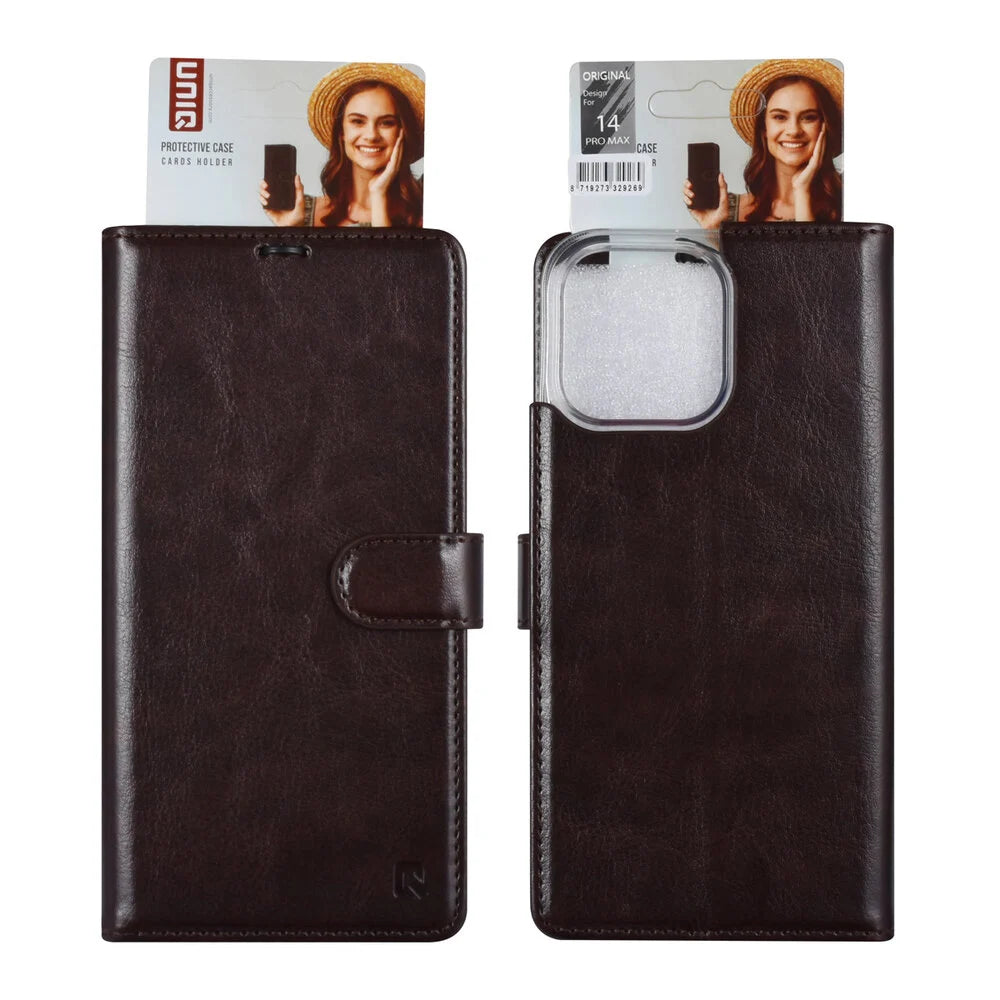 UNIQ iPhone 14 Pro Max Plånboksfodral - Mörkbrun