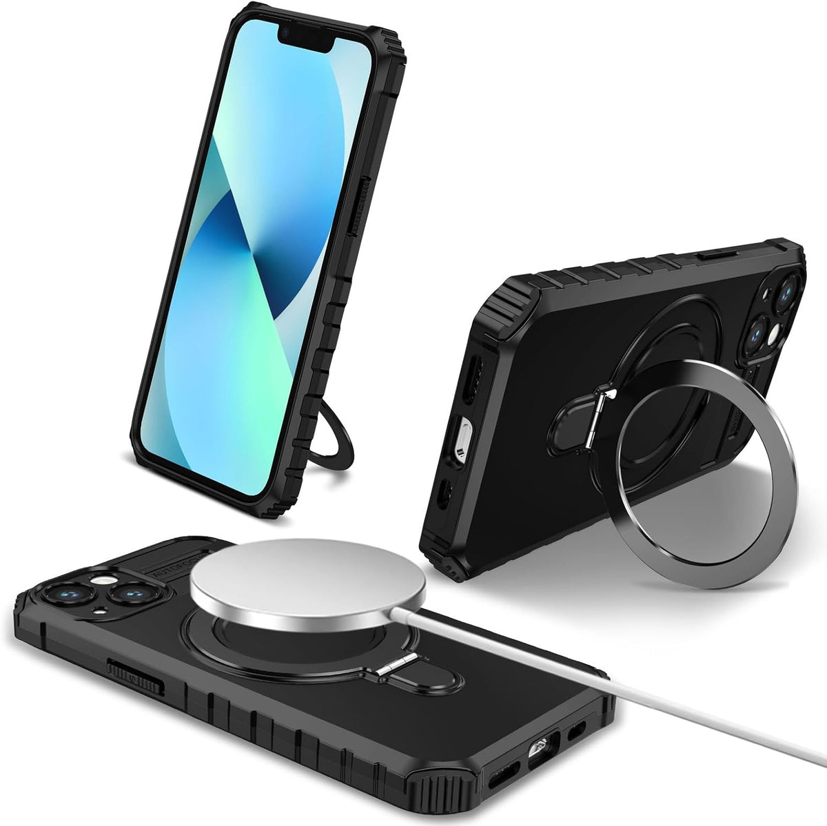 iPhone 14 Skal - MagSafe-kompatibelt Metal Ring Svart
