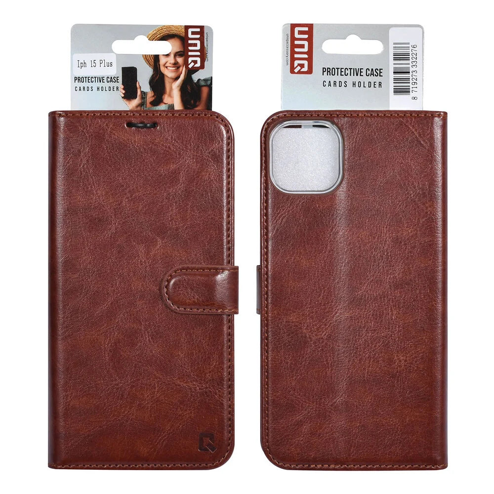 UNIQ iPhone 15 Plus Plånboksfodral - Brun
