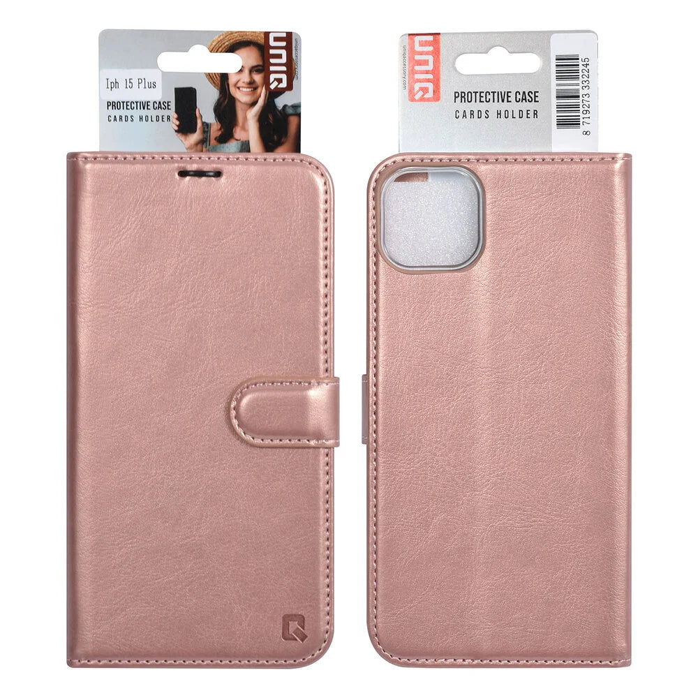 UNIQ iPhone 15 Plus Plånboksfodral - Rosé