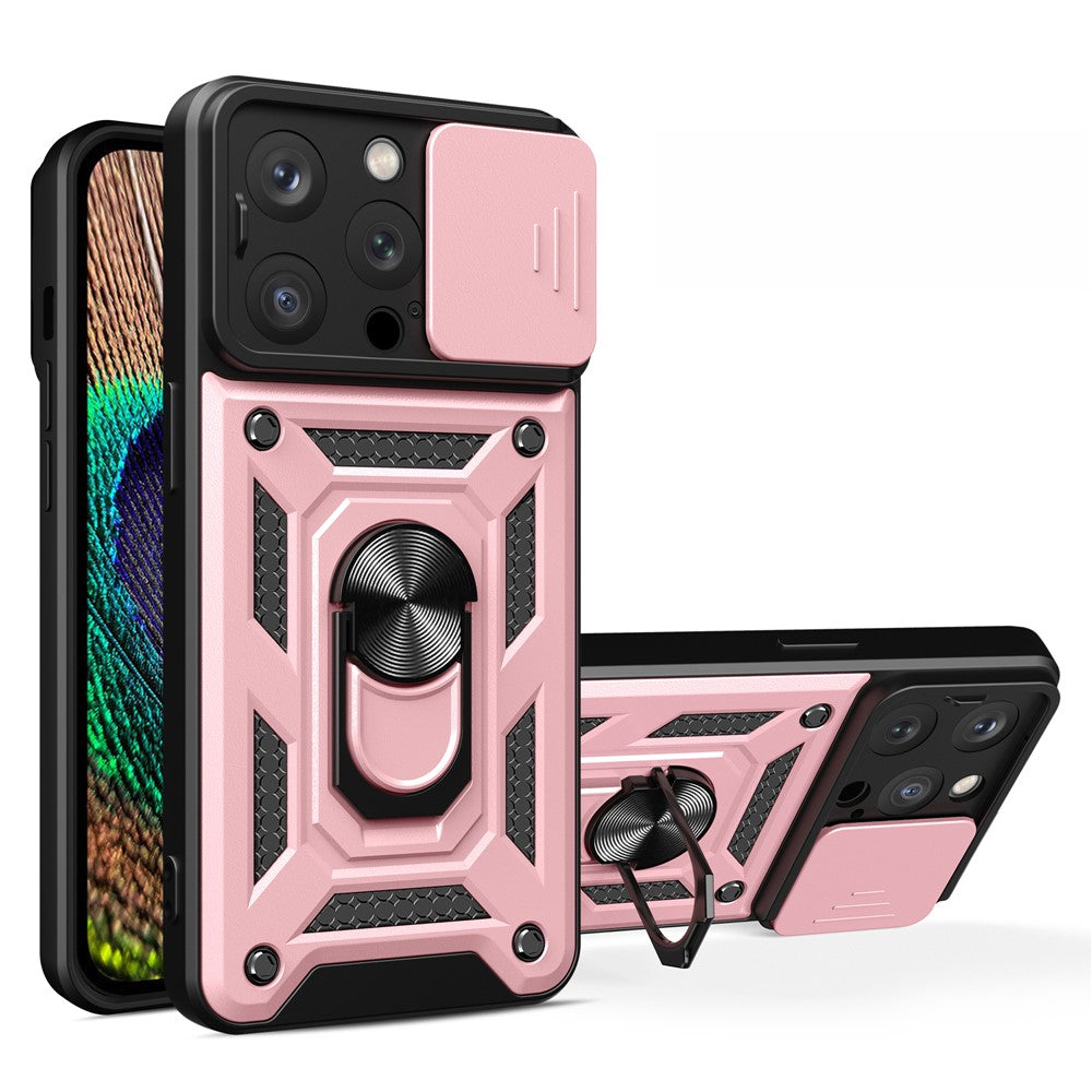 iPhone 15 Pro Max Skal - Rosa med Kameraskydd och Ställfunktion