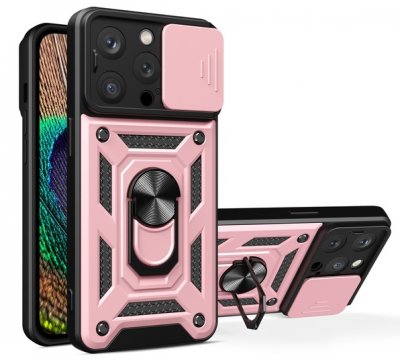 iPhone 15 PRO Skal Rosa Med kameraskydd och ställfunktion