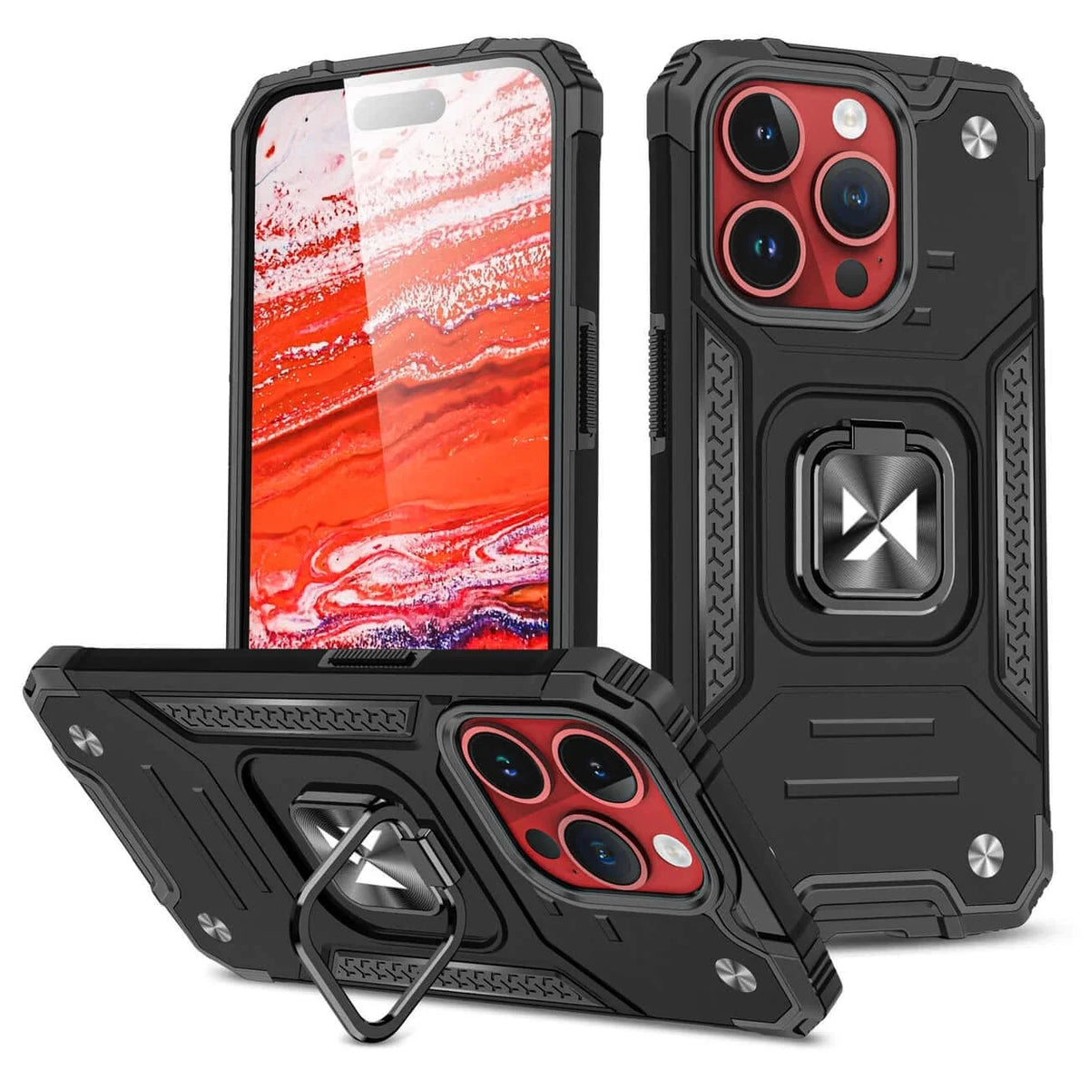 iPhone 15 Pro Skal - Med Ring & Ställfunktion Svart