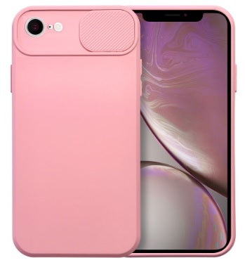 iPhone SE 2020 Skal - Ljusrosa Med Skjutbart Linsskydd