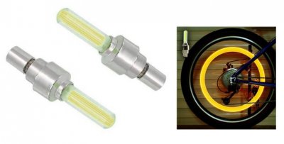 Lysande Ljusventiler för Cykelhjul (2-pack) Gul