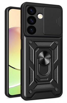 Samsung Galaxy S25 Plus Skal - Svart med Linsskydd och Ställfunktion