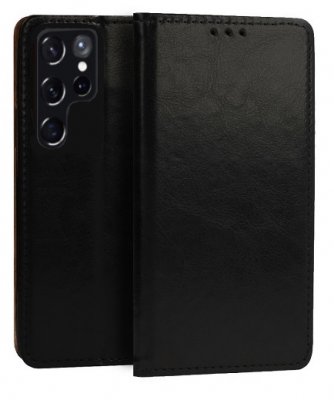 Plånboksfodral Samsung Galaxy S22 Ultra Italienskt Läder Svart