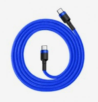 USB-C till USB-C Laddkabel 1 Meter - 65W Blå Nylon
