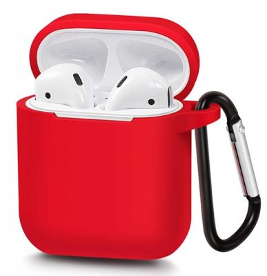 Silikonskydd till AirPods - Röd med Karbinhake