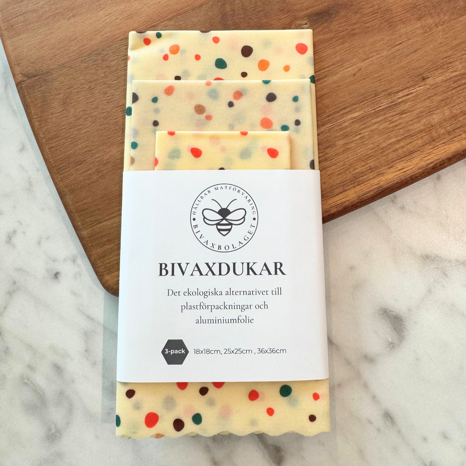 Bivaxdukar 3 pack med prickar