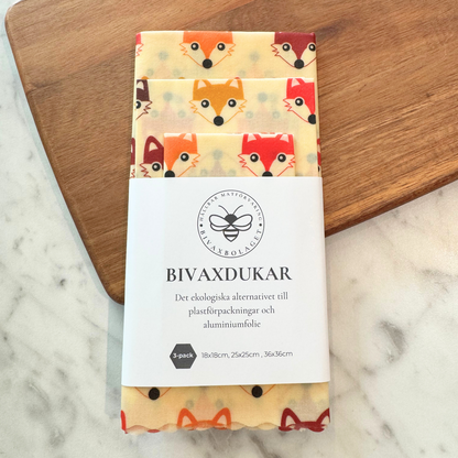 Bivaxdukar 3 pack med rävar