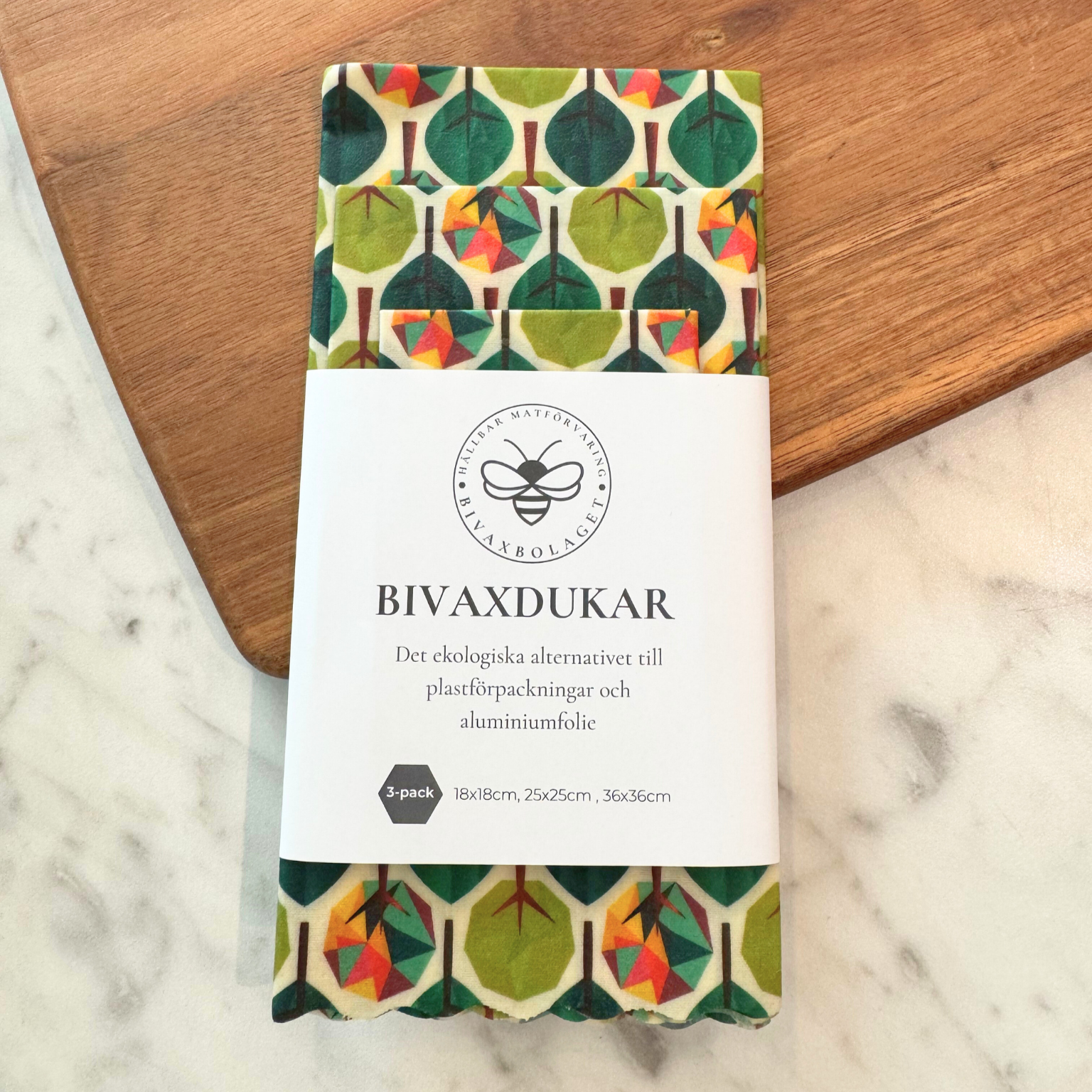 Bivaxdukar 3 pack med skogsträd