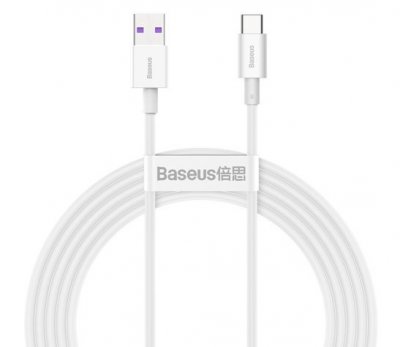Baseus USB till USB-C Laddkabel 2 Meter - 66W Quick Charge Vit