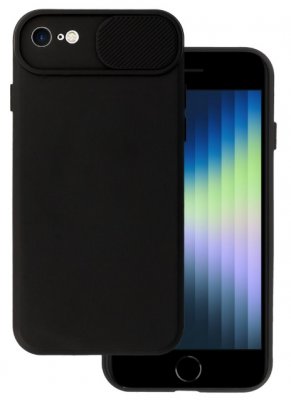 iPhone 7 Skal - Svart Med Skjutbart Linsskydd