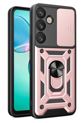 Samsung Galaxy S25 Plus Skal - Rosa Med Linsskydd och ställfunktion