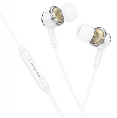 Borofone In-Ear Hörlurar USB-C Crystal - Vit