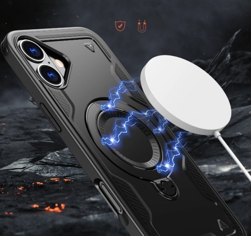Hybrid Skal med MagSafe iPhone 16 - Svart