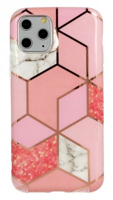 iPhone 12 / iPhone 12 Pro Skal - Marmor Geometry Rosa