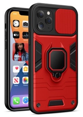 iPhone 15 Skal - Rött med Kameraskydd och Stativfunktion