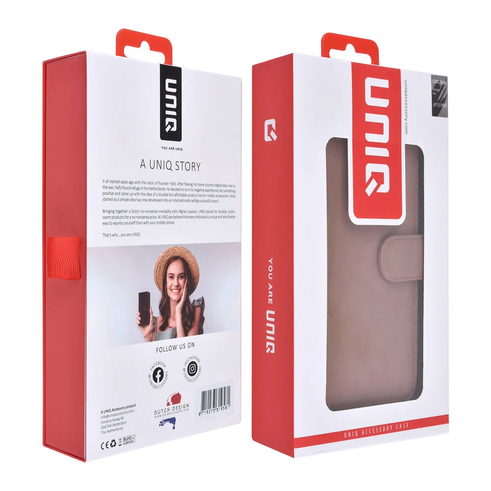 UNIQ iPhone 13 Pro Plånboksfodral - Rosa Beige med 9 Kortfack