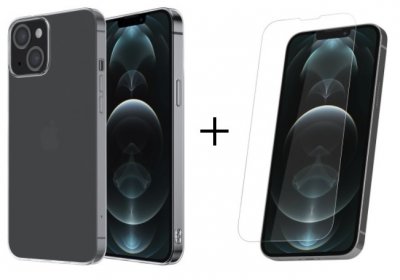 iPhone 13 Mini Skal Transparent + Skärmskydd Härdat
