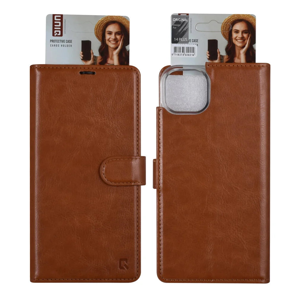 UNIQ iPhone 14 Plus Plånboksfodral - Cognac