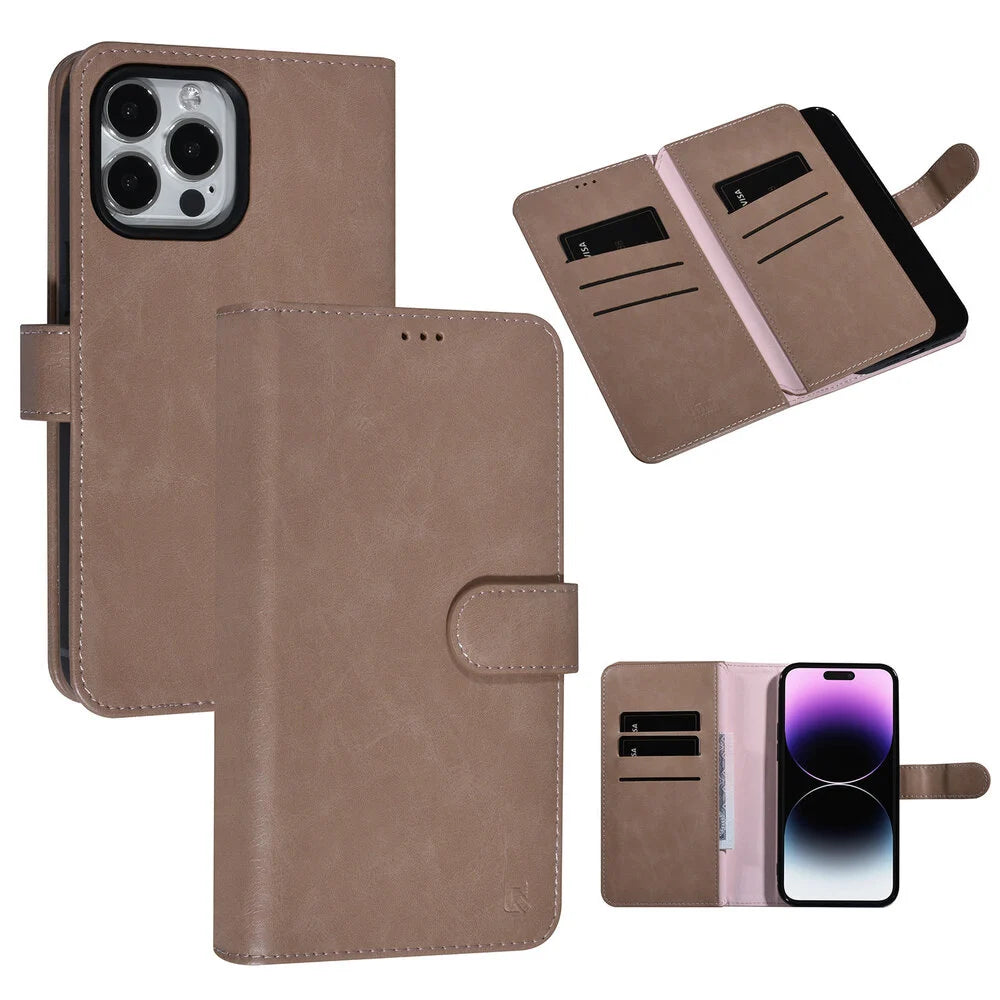 UNIQ iPhone 14 Pro Max Plånboksfodral - Rosa/Beige med 9 Kortfack