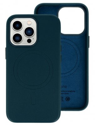iPhone 15+ (Plus) Skal Äkta Läder Magsafekompatibelt Marinblå