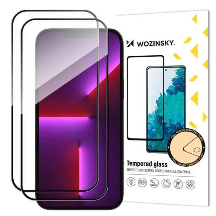 iPhone 15 Plus Skärmskydd - Wozinsky Härdat Glas Svart Ram 2-Pack