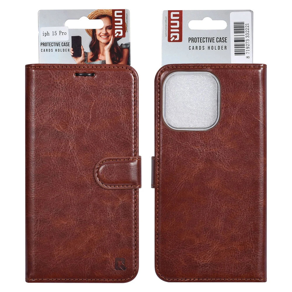 UNIQ iPhone 15 Pro Plånboksfodral - Brun