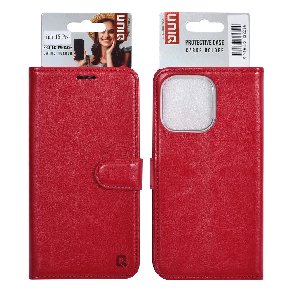 UNIQ iPhone 15 Pro Plånboksfodral - Röd