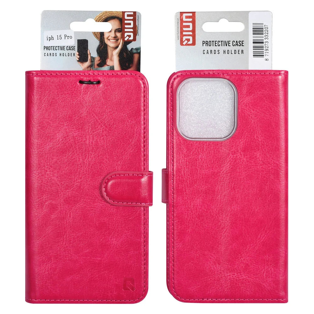 UNIQ iPhone 15 Pro Plånboksfodral - Rosa