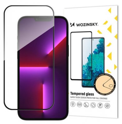 iPhone 15 Skärmskydd - Härdat Glas Wozinsky (Svart Ram)