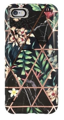 iPhone 7 / iPhone 8 Skal Marmor Monstera Jungle Svart