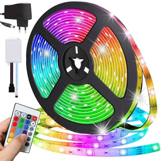 RGB LED-slinga 5 m – Färgskiftande LED-list med fjärrkontroll