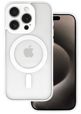 iPhone 15 PRO MAX Magsafekompatibelt skal Transparent med Vit Ram