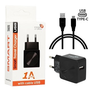 Reseladdare USB-C 220V - Med USB-C Kabel (Svart)