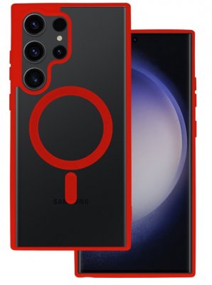 Samsung Galaxy S24 ULTRA Skal Qi Kompatibelt Transparent / Röd