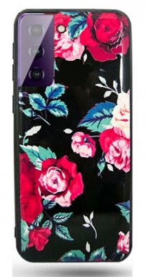 Samsung Galaxy S21 Skal - Svart med Rosor