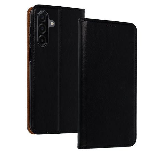 Samsung Galaxy A36 5G Plånboksfodral - Svart Italienskt Läder